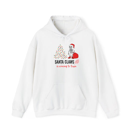 Santa Claws Is Coming to Town Hoodie, Spooky Skeleton Christmas Sweatshirt