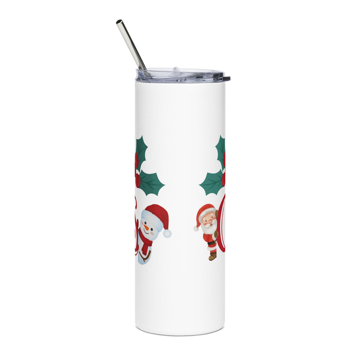 Merry Christmas Santa and Snowman 20oz Tumbler, Holiday Travel Cup