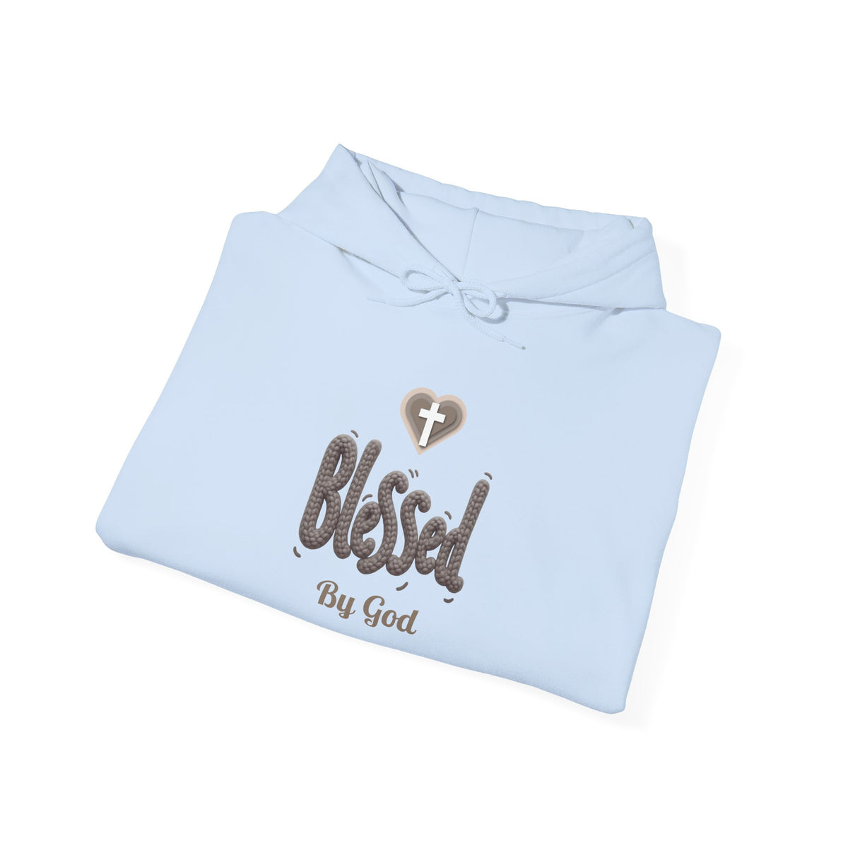 Blessed By God Light Colored Hoodie, Christian Heart Cross Sweatshirt