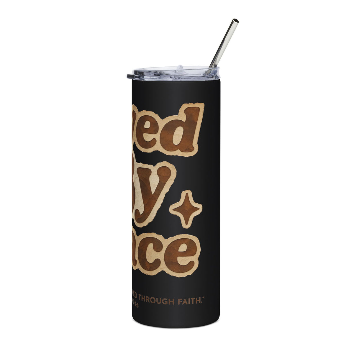 Saved By Grace 20oz Light Colored Tumbler, Ephesians 2:8 Christian Cup