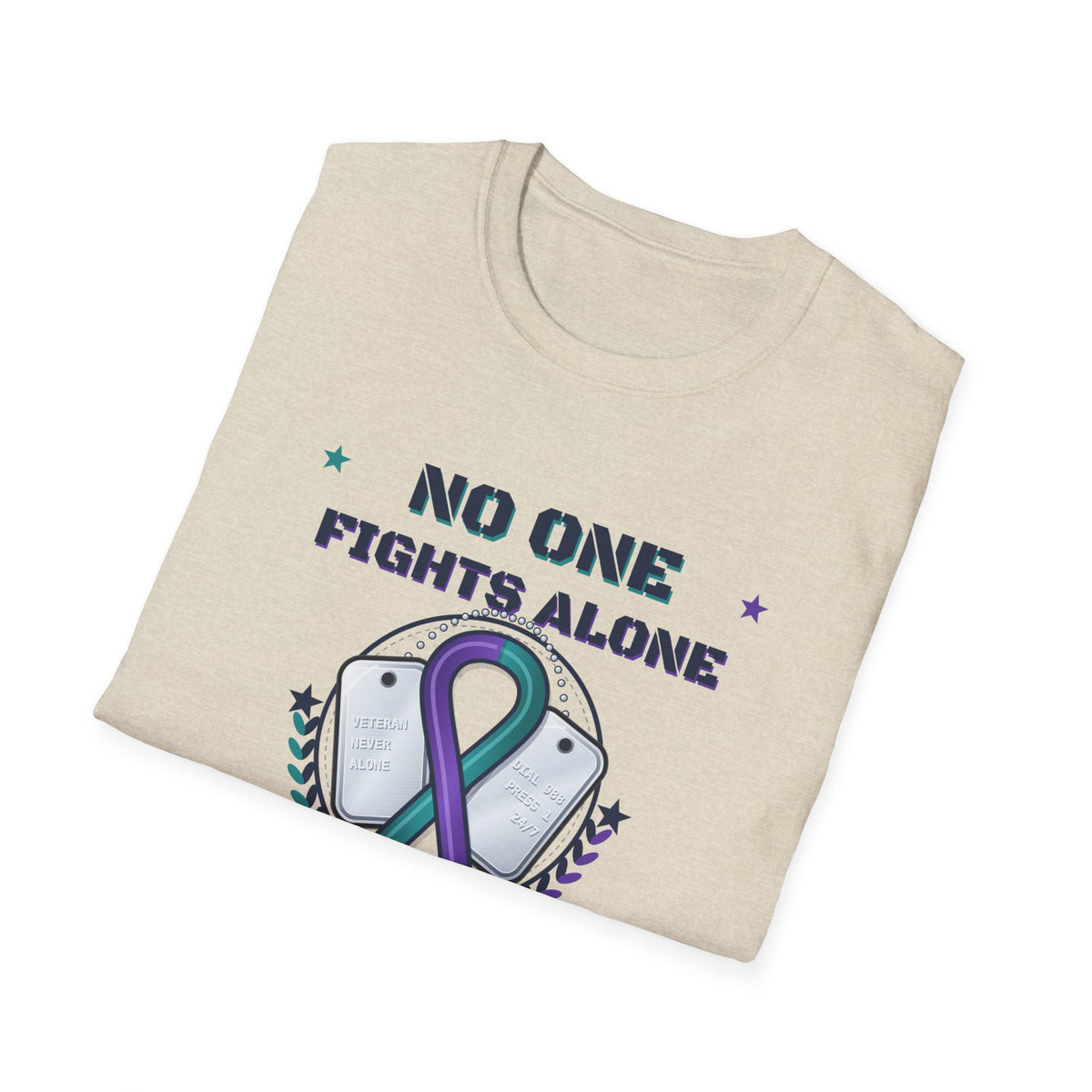 No One Fights Alone Light Colored Shirt, Check On Your Battle Buddy Veteran Tee, Suicide Prevention Awareness
