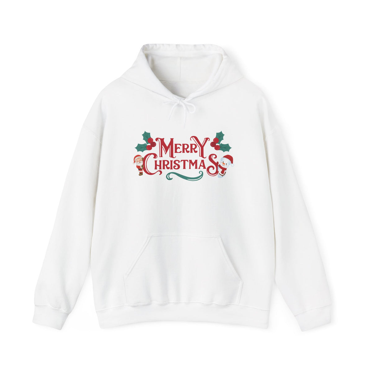 Merry Christmas Santa and Snowman Hoodie, Festive Holiday Sweatshirt