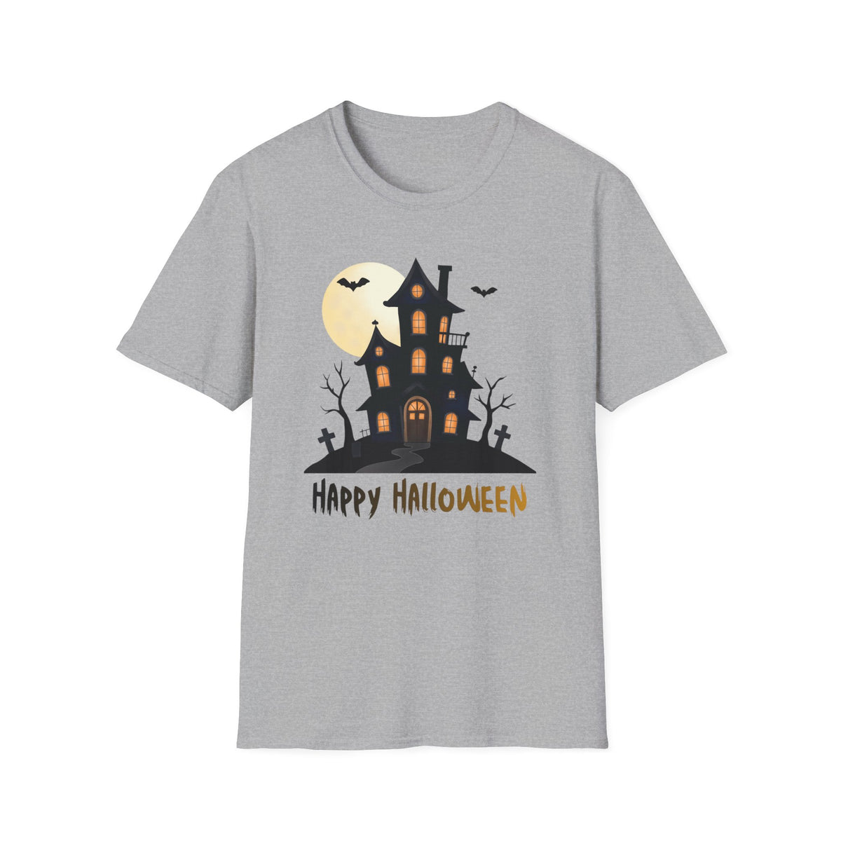 Happy Halloween Haunted House Light Colored Shirt, Spooky Full Moon Halloween