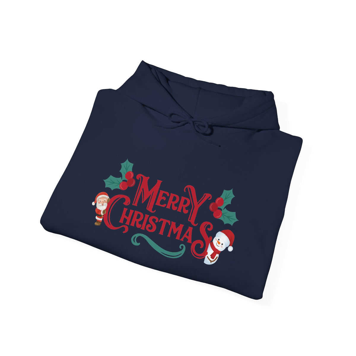 Merry Christmas Santa and Snowman Hoodie, Festive Holiday Sweatshirt