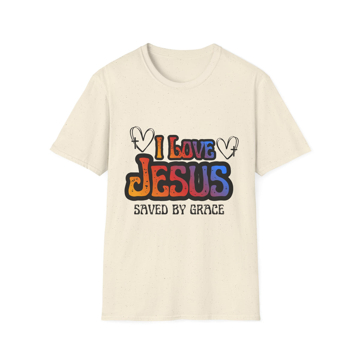 I Love Jesus Shirt, Saved By Grace Colorful Christian Tee