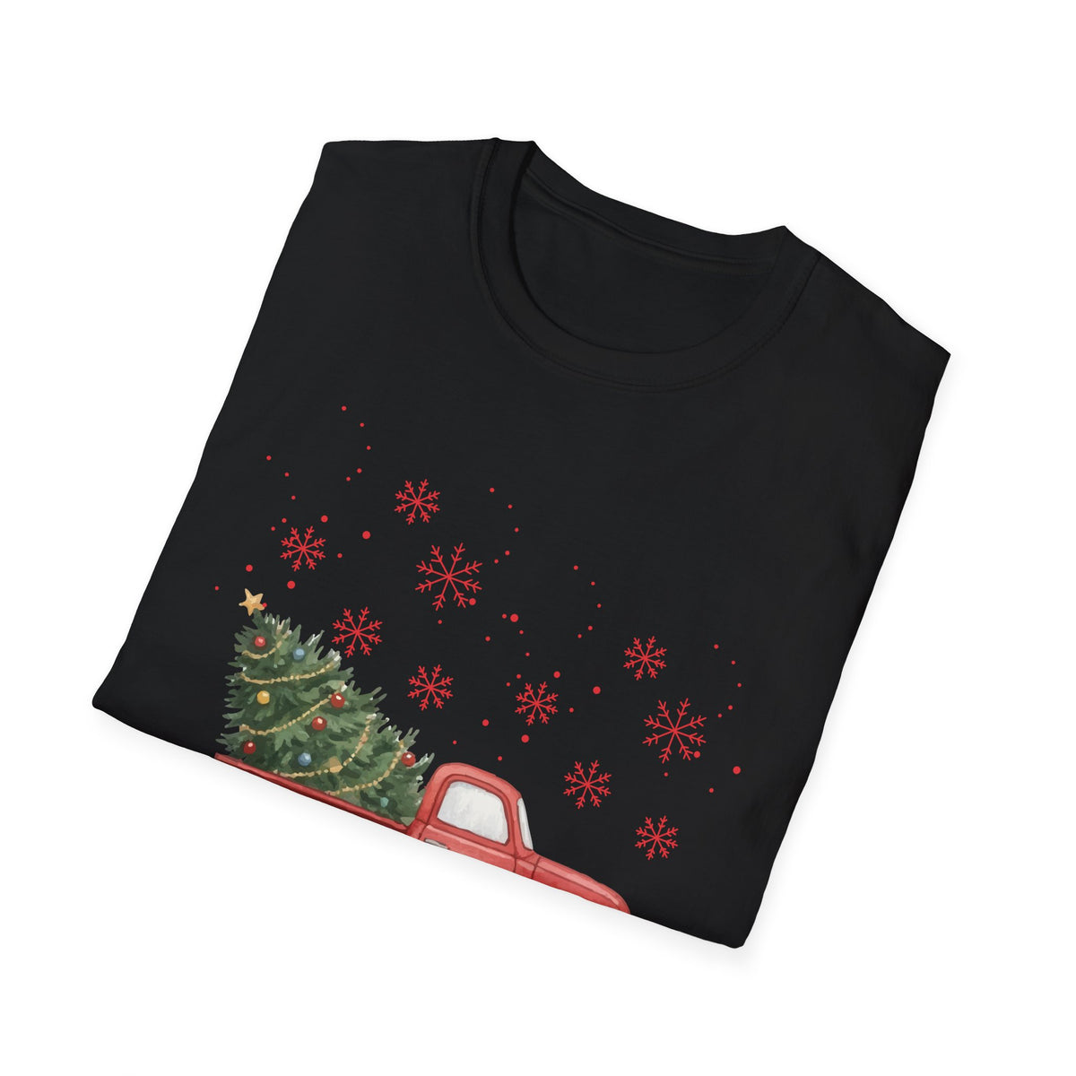Merry Christmas Red Truck Shirt, Vintage Christmas Tree Truck Tee •