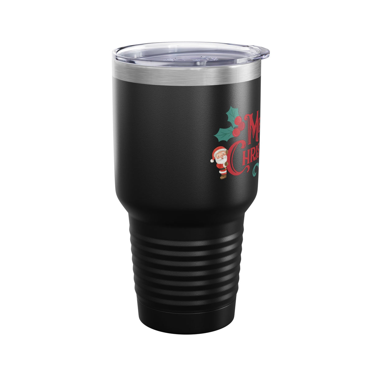 Merry Christmas Santa and Snowman 30oz Tumbler, Holiday Travel Cup