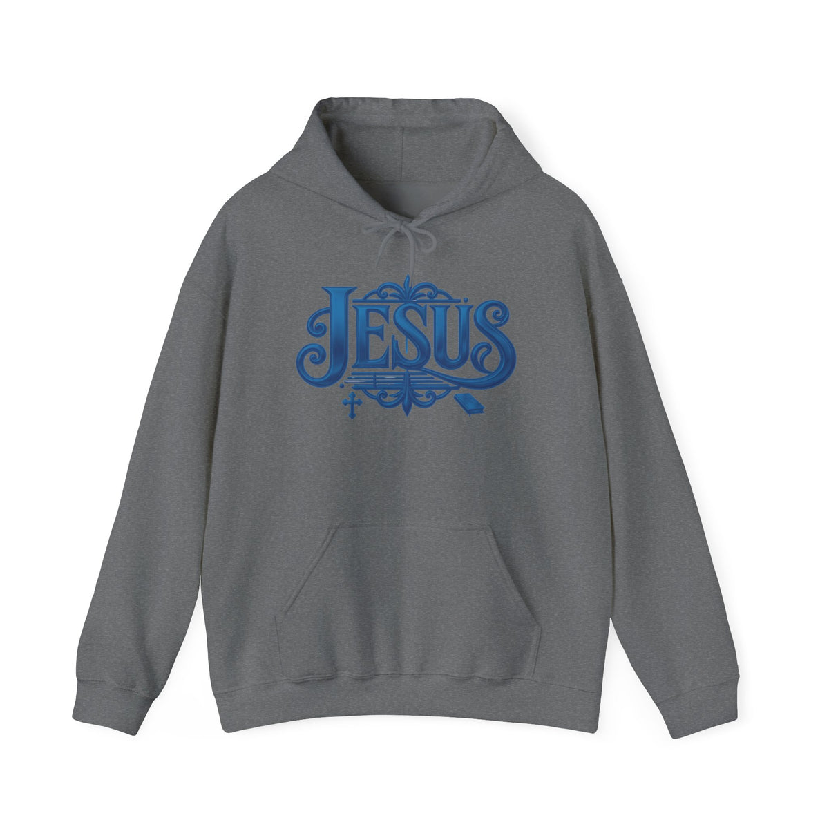 Jesus Blue Scroll Hoodie, Christian Faith Sweatshirt