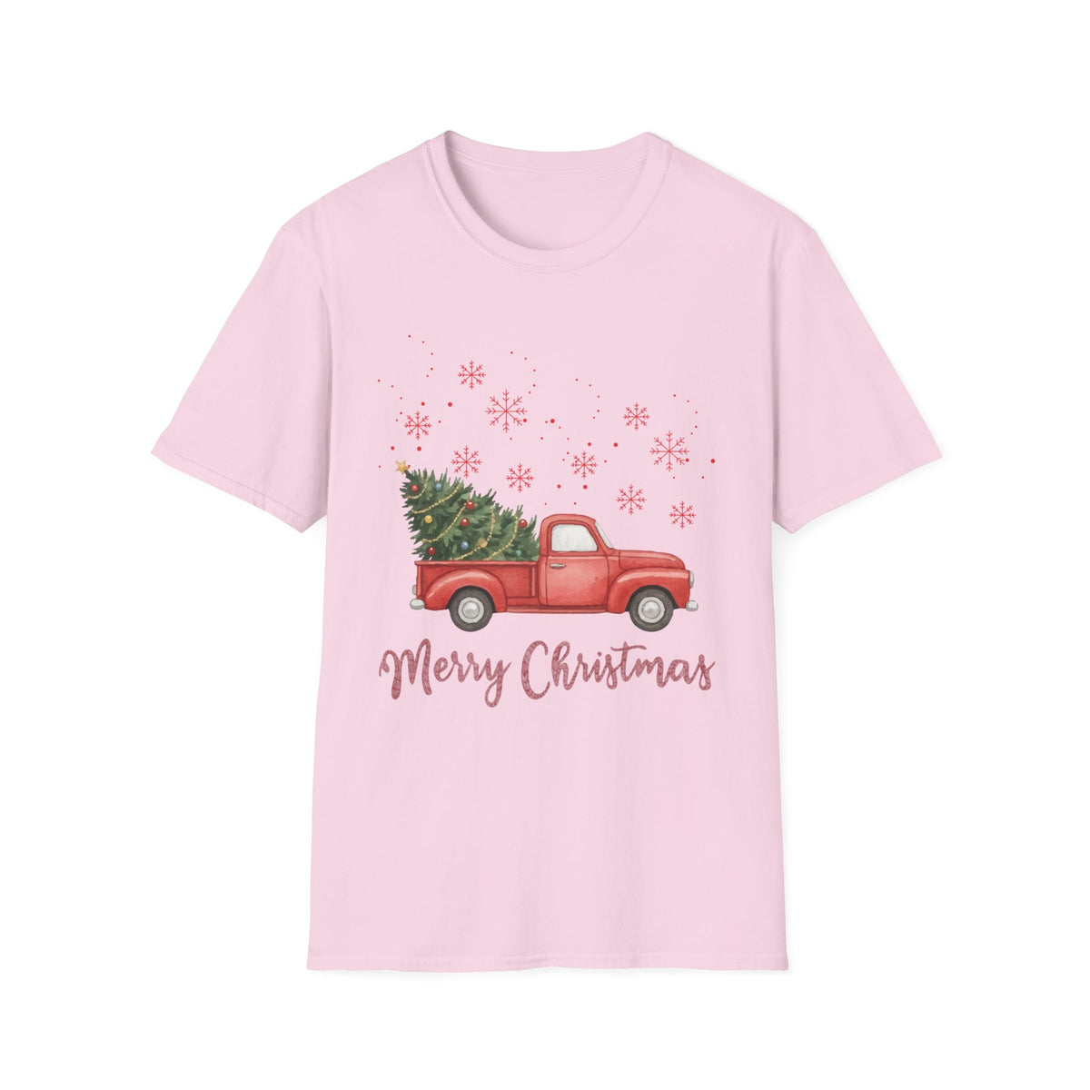 Merry Christmas Red Truck Shirt, Vintage Christmas Tree Truck Tee •