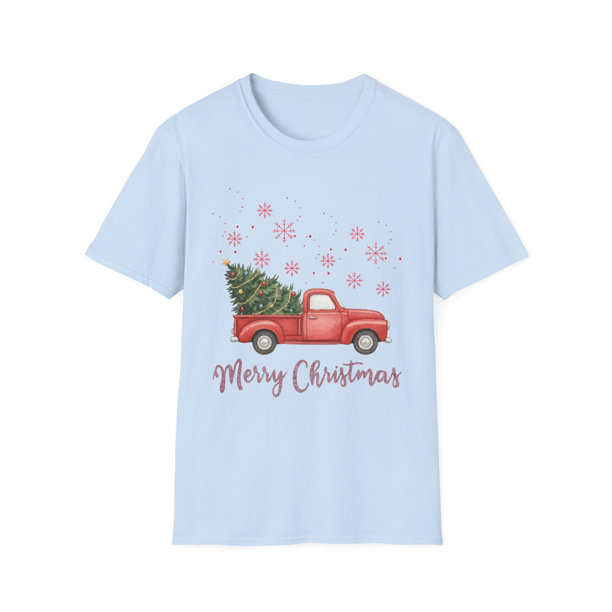 Merry Christmas Red Truck Shirt, Vintage Christmas Tree Truck Tee •