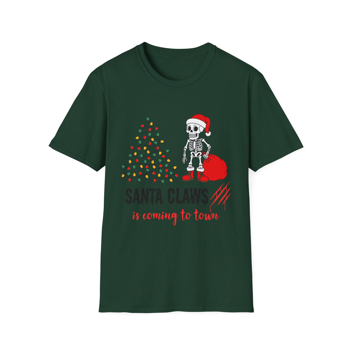 Santa Claws Is Coming to Town Shirt, Funny Skeleton Christmas Tee