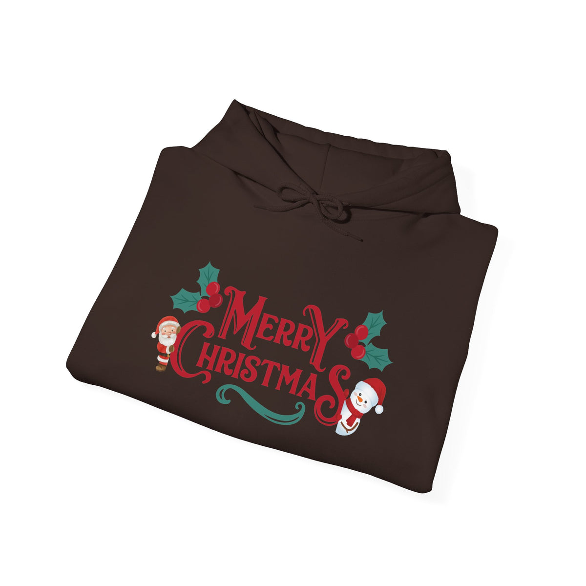 Merry Christmas Santa and Snowman Hoodie, Festive Holiday Sweatshirt