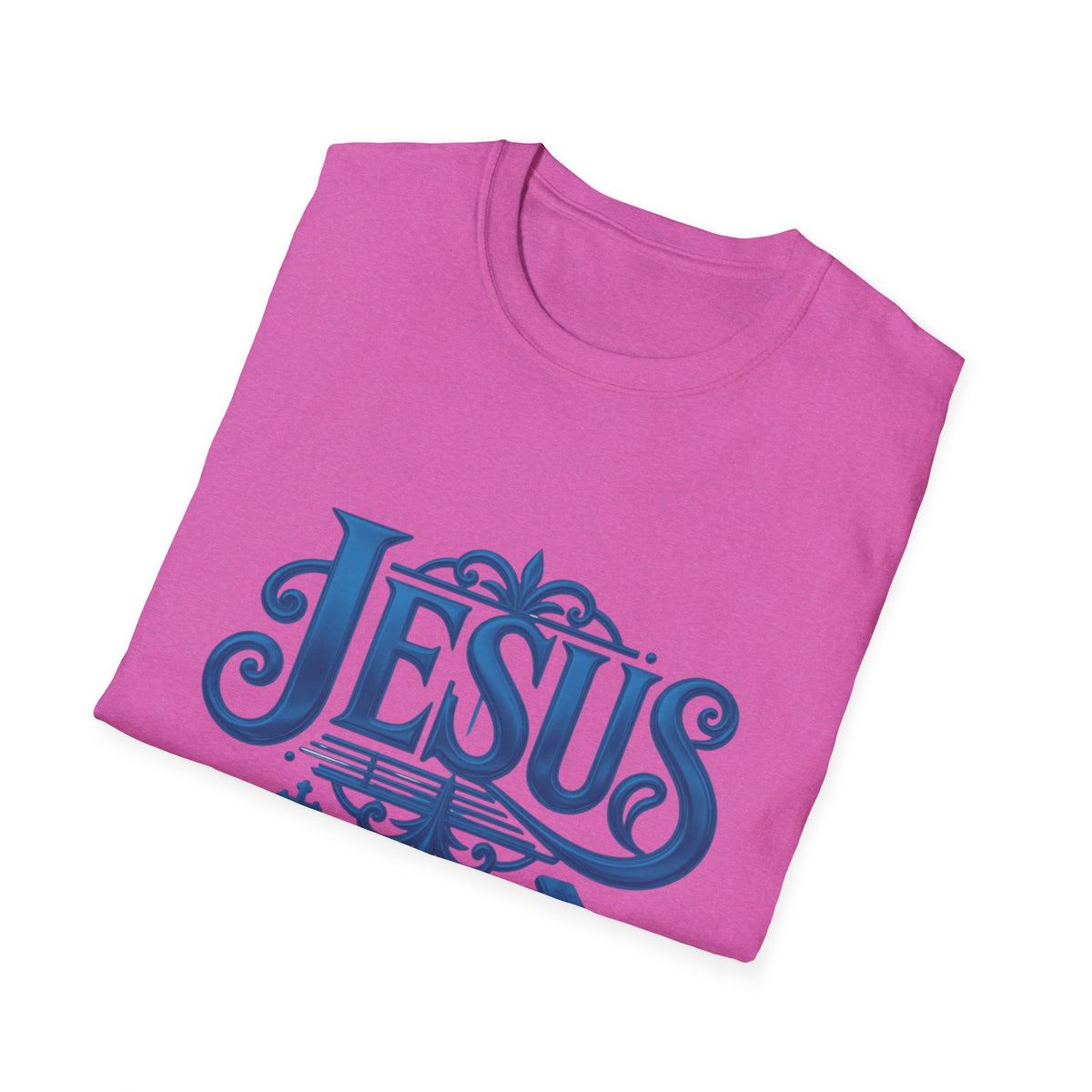 Jesus Blue Scroll Shirt, Christian Faith Tee