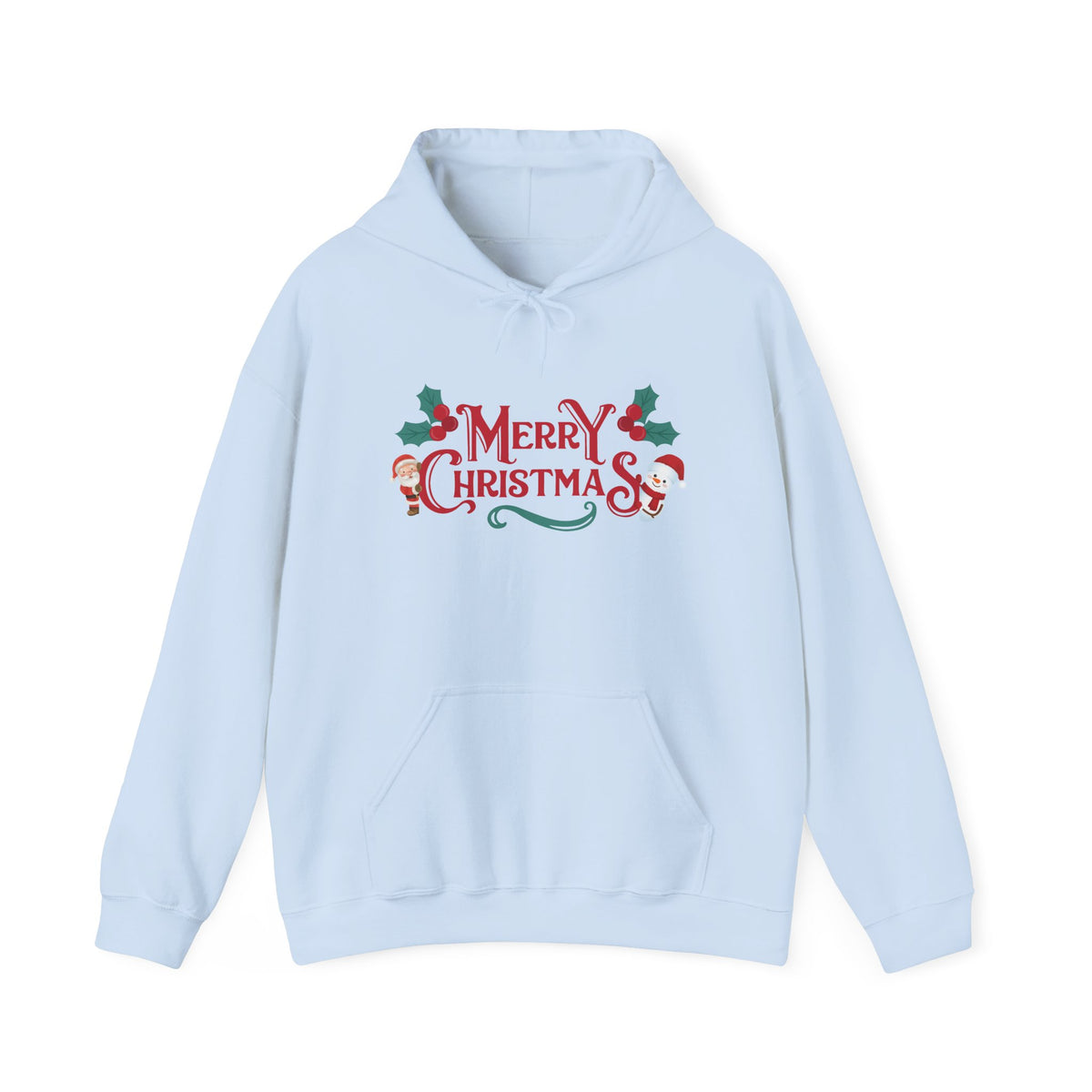Merry Christmas Santa and Snowman Hoodie, Festive Holiday Sweatshirt