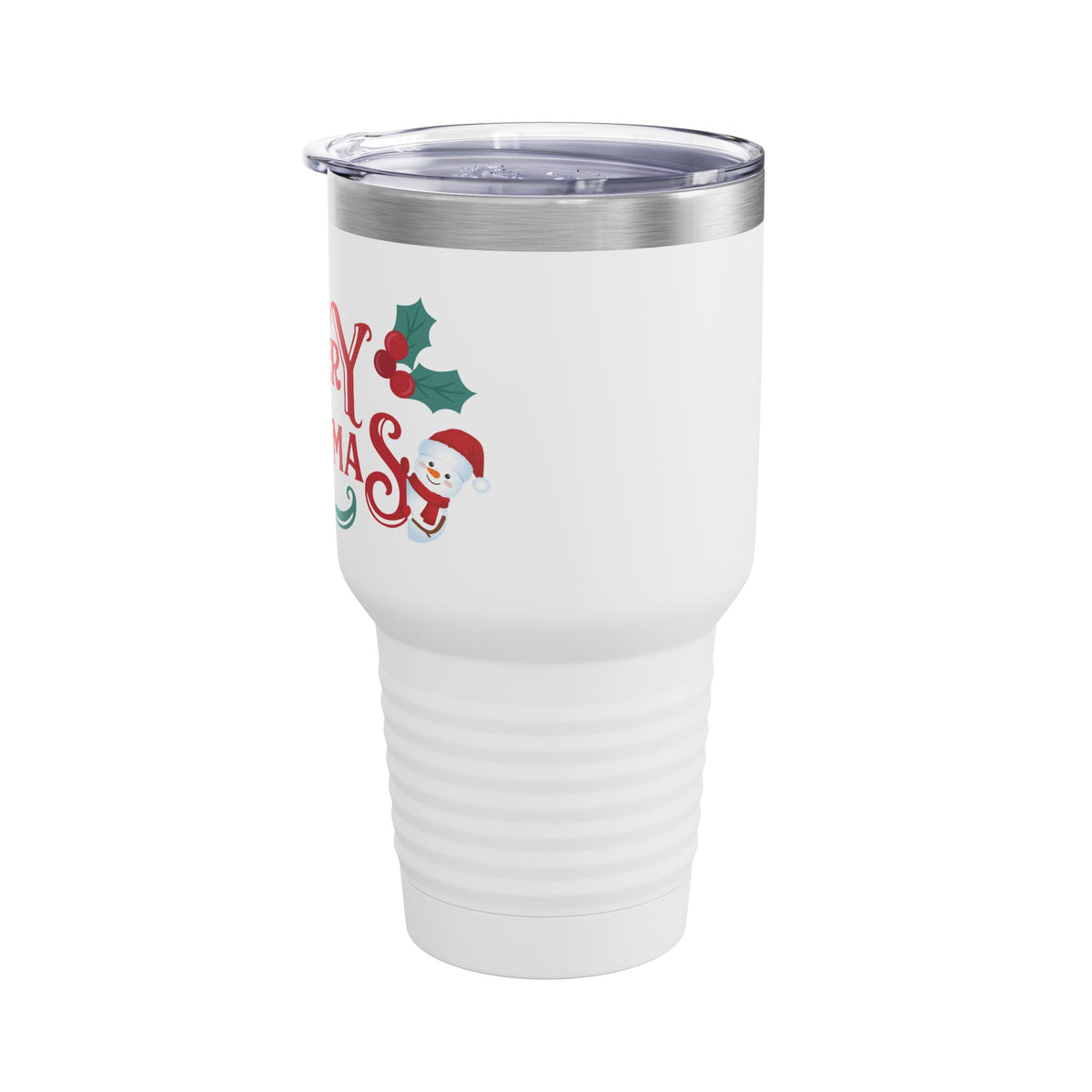 Merry Christmas Santa and Snowman 30oz Tumbler, Holiday Travel Cup