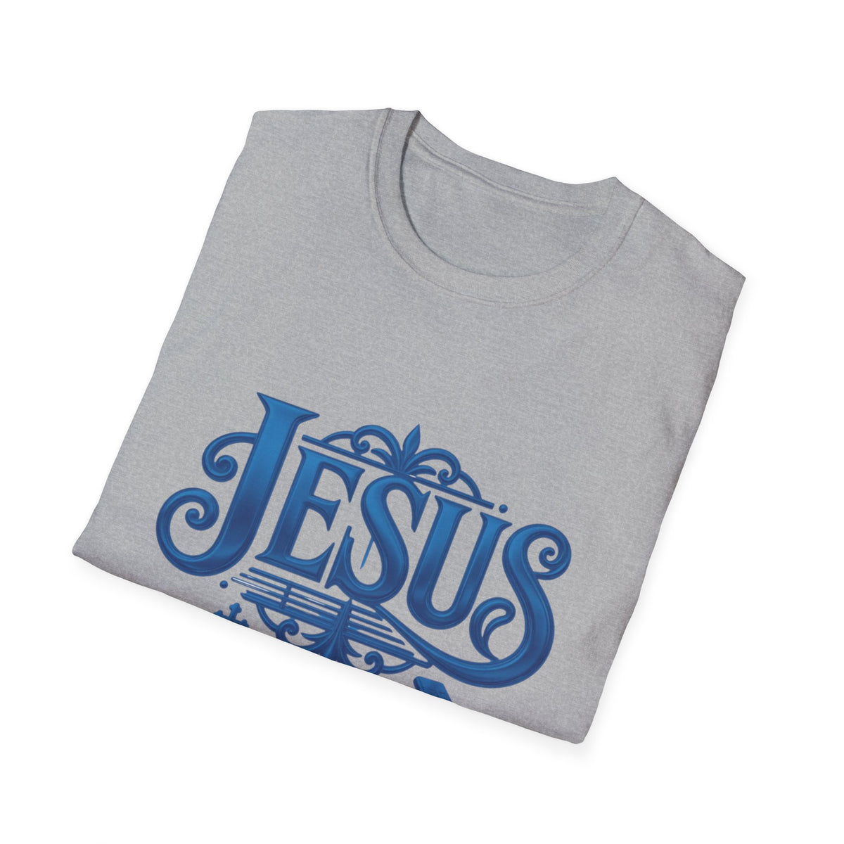Jesus Blue Scroll Shirt, Christian Faith Tee