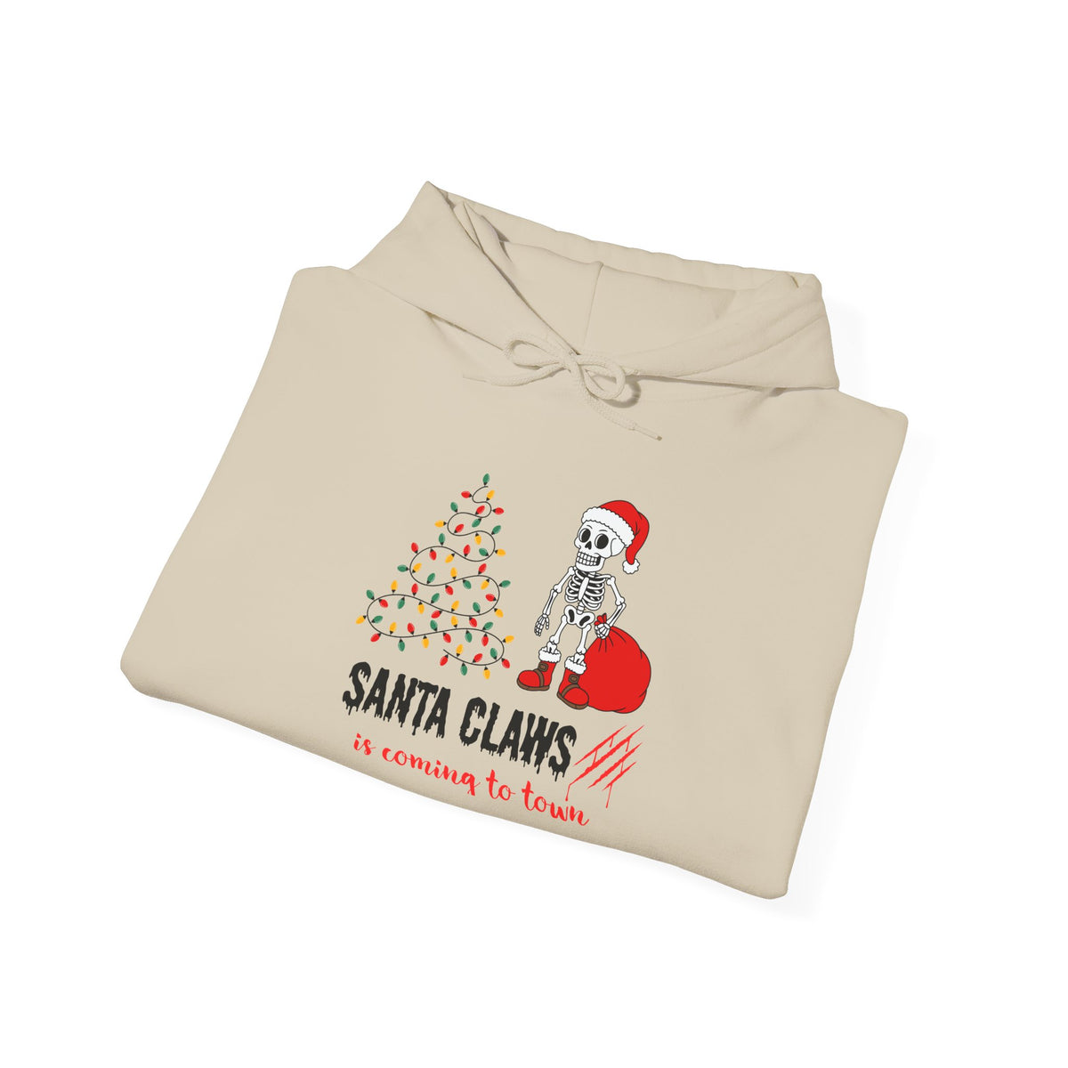 Santa Claws Is Coming to Town Hoodie, Spooky Skeleton Christmas Sweatshirt