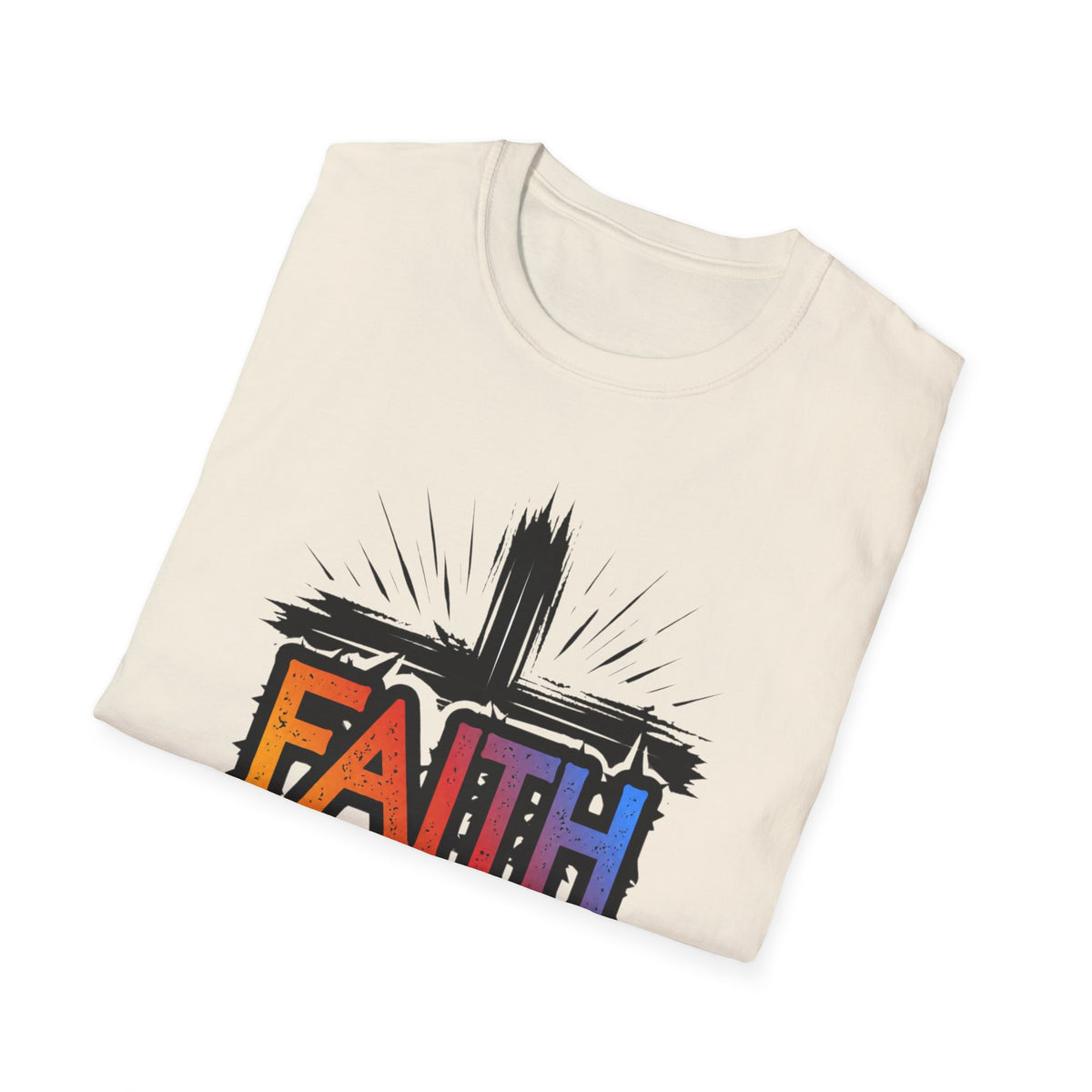 Faith Cross Shirt, Bold Colorful Christian Light Colored Tee