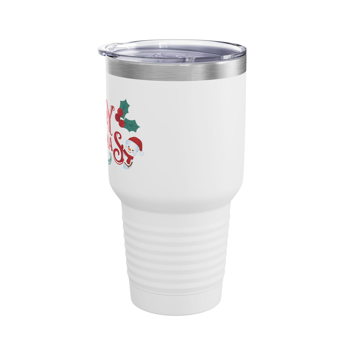 Merry Christmas Santa and Snowman 30oz Tumbler, Holiday Travel Cup