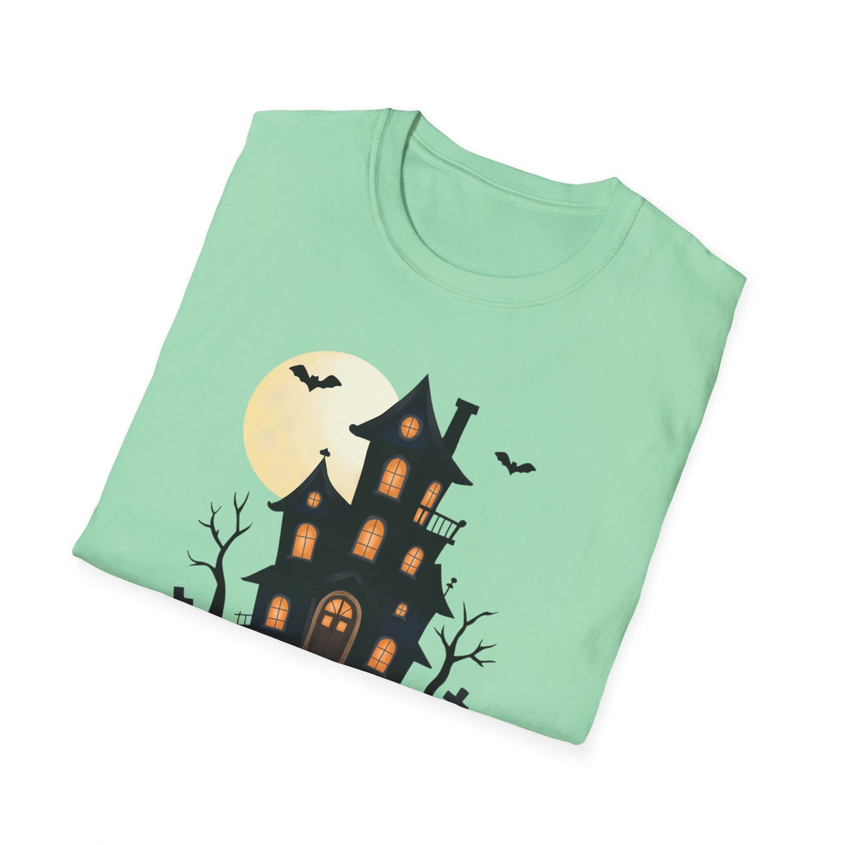Happy Halloween Haunted House Light Colored Shirt, Spooky Full Moon Halloween