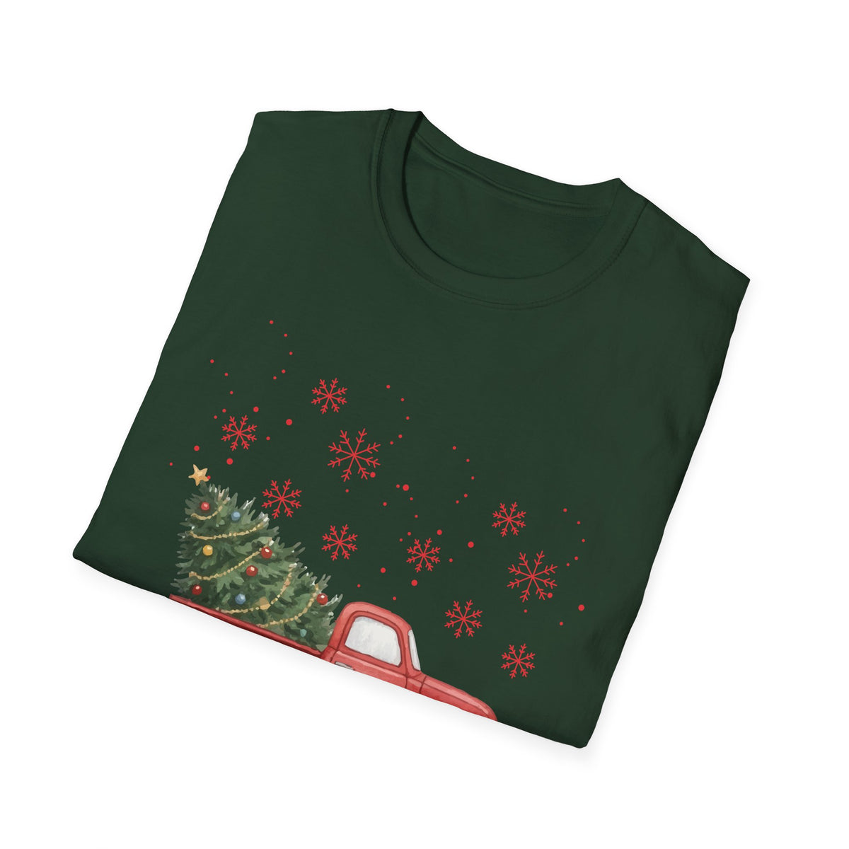 Merry Christmas Red Truck Shirt, Vintage Christmas Tree Truck Tee •
