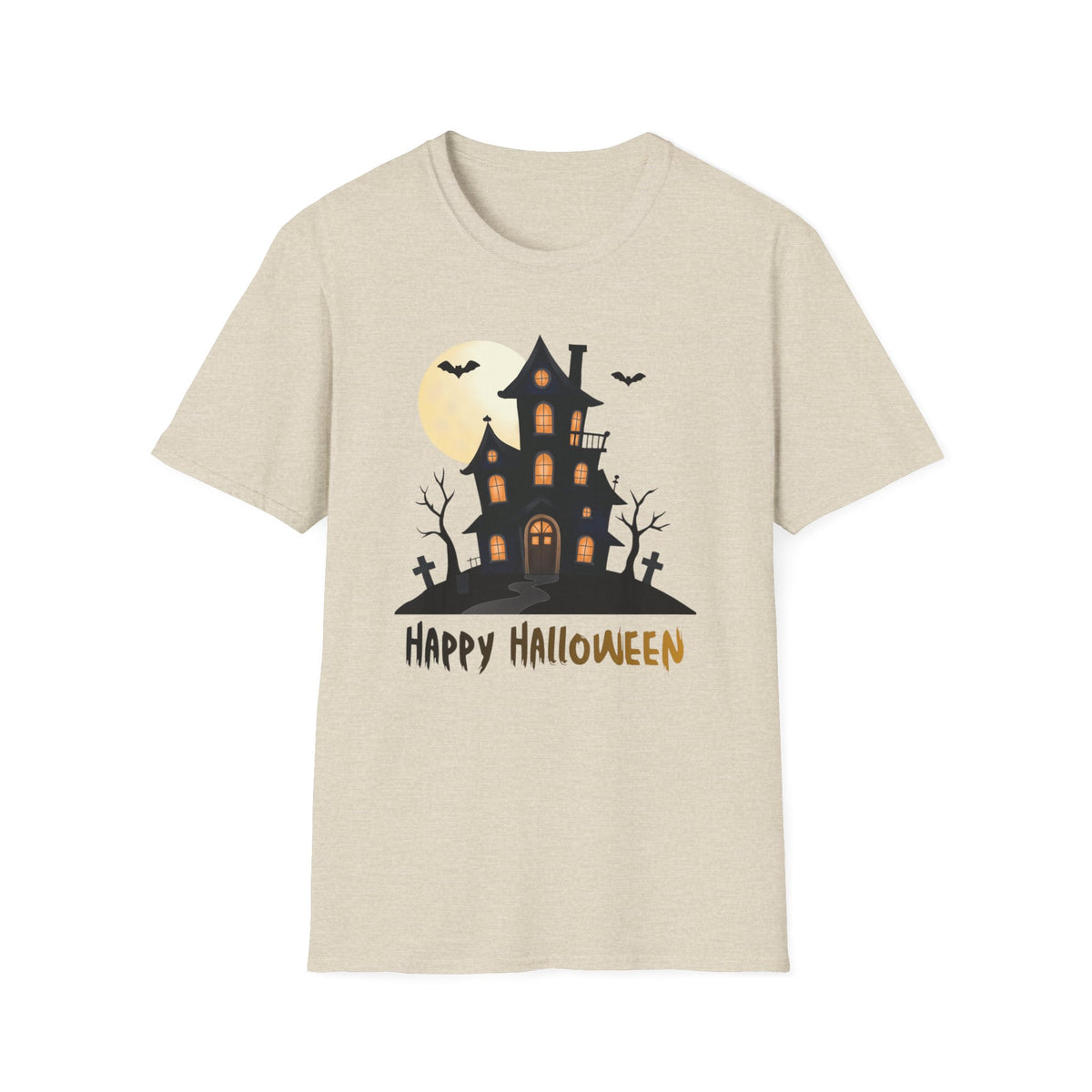Happy Halloween Haunted House Light Colored Shirt, Spooky Full Moon Halloween