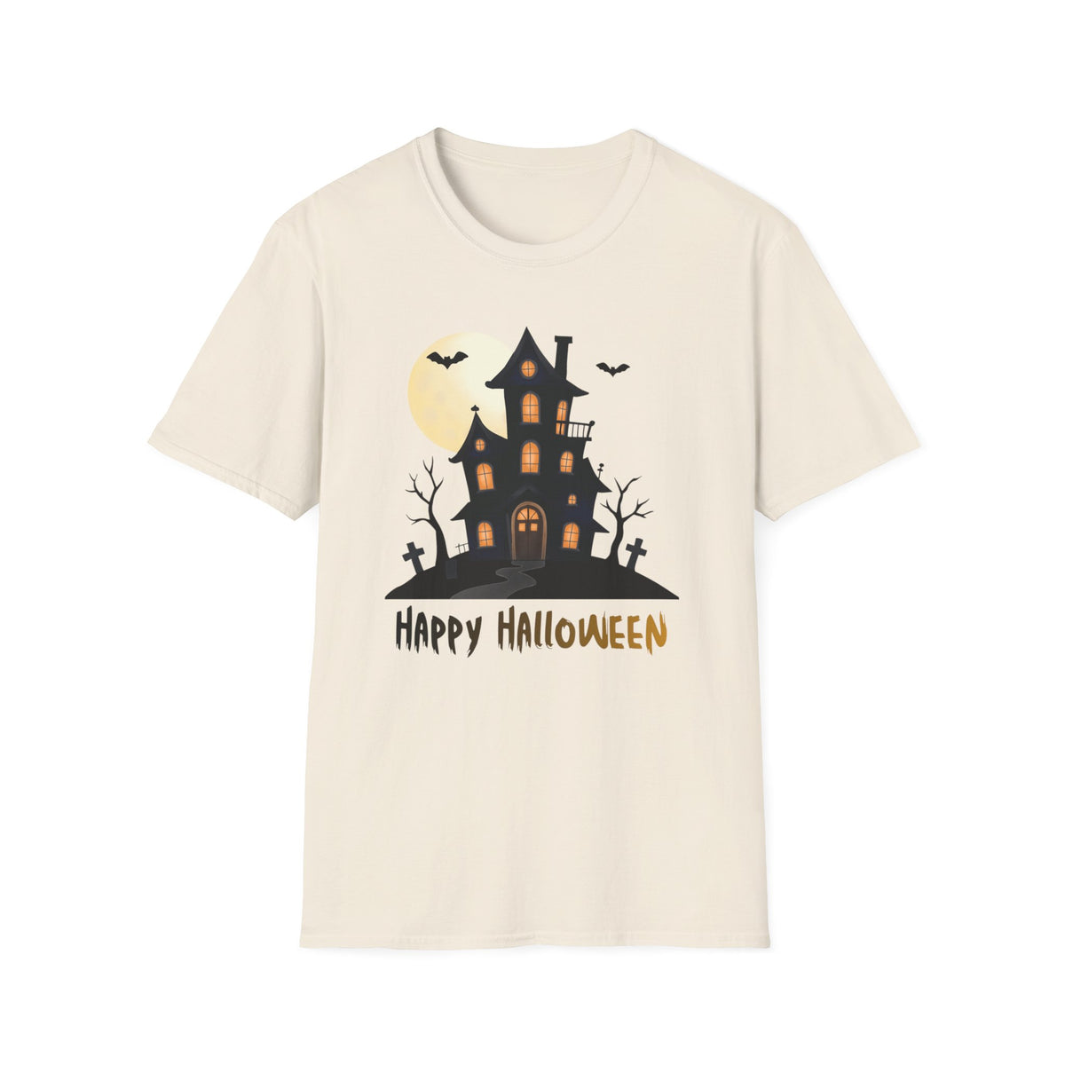 Happy Halloween Haunted House Light Colored Shirt, Spooky Full Moon Halloween