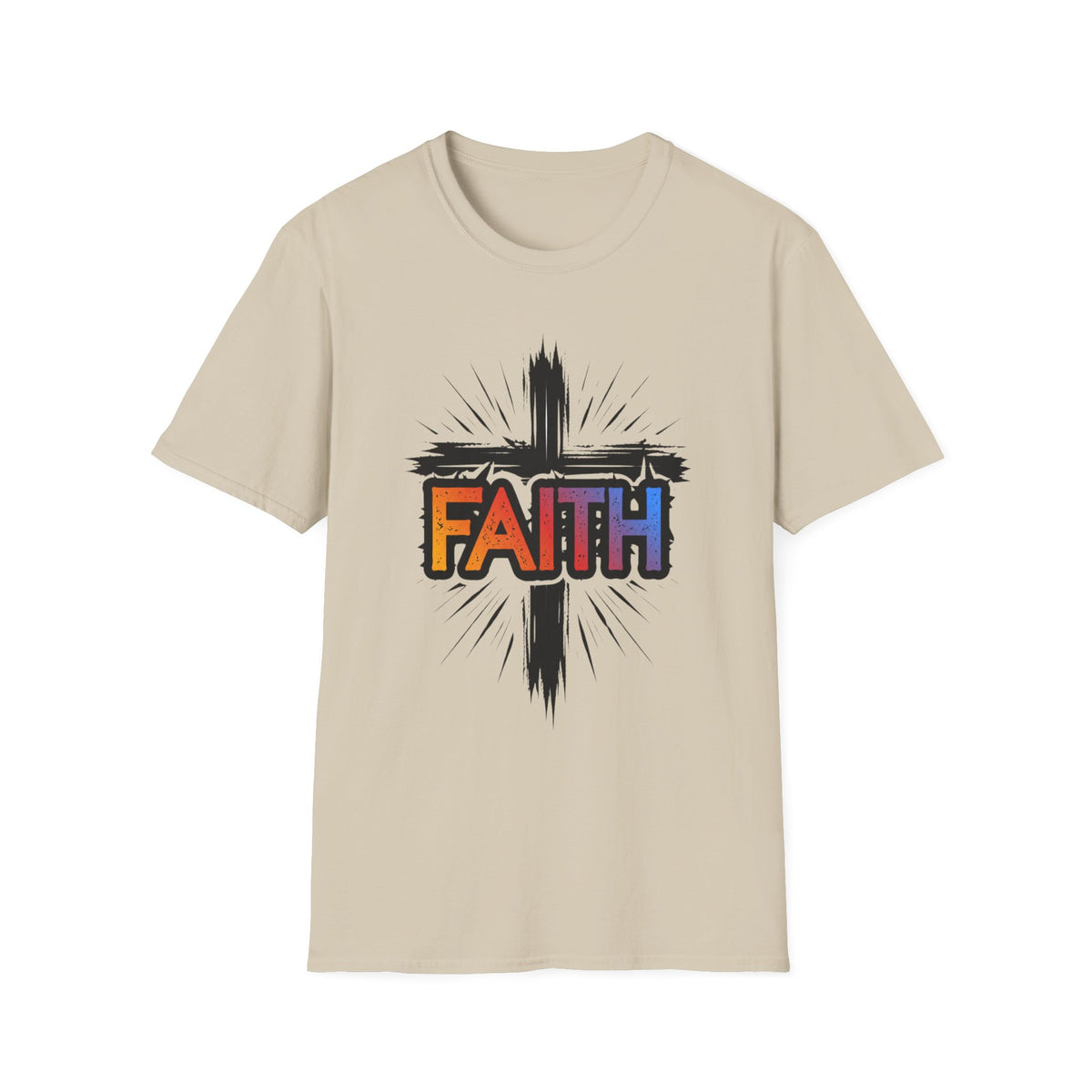 Faith Cross Shirt, Bold Colorful Christian Light Colored Tee