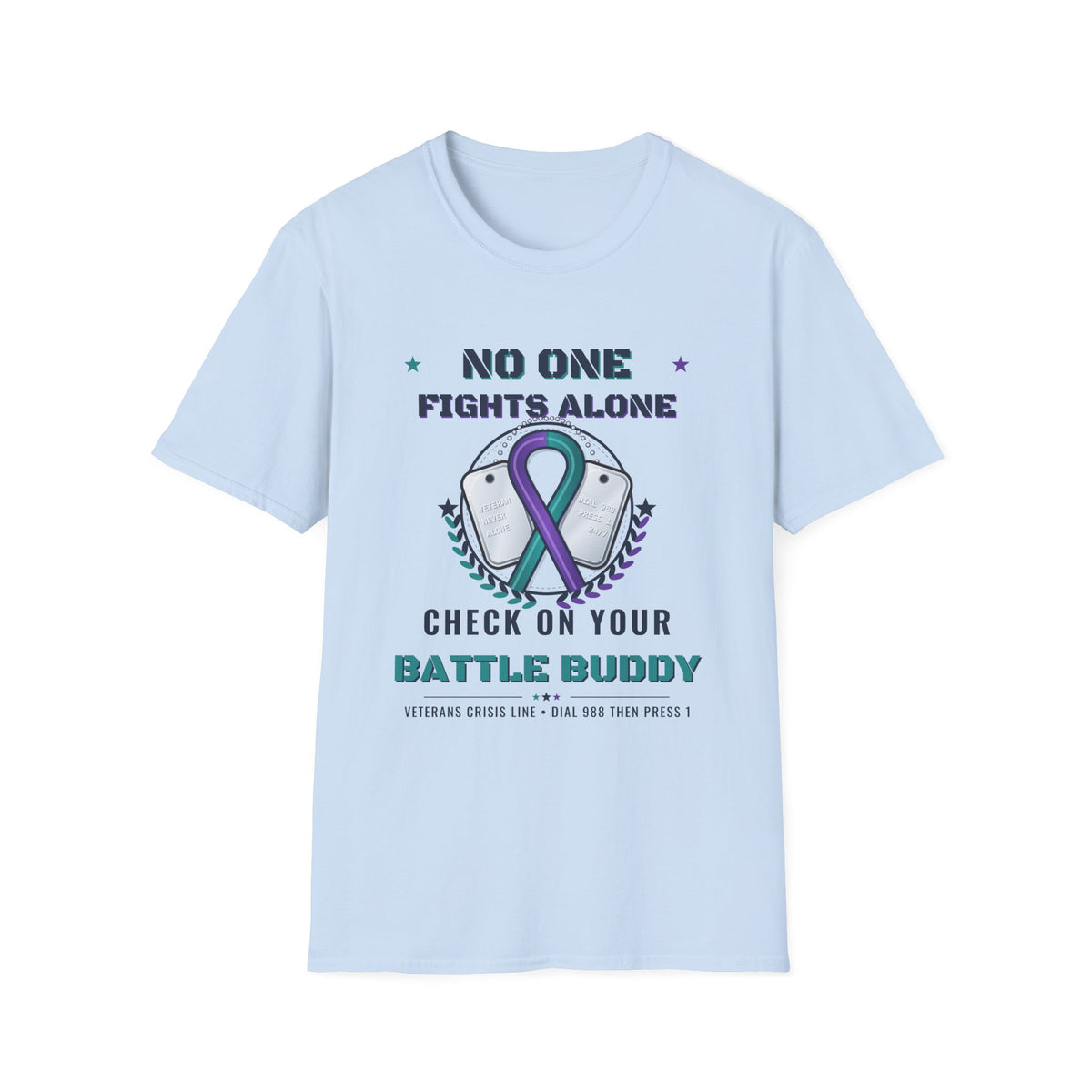 No One Fights Alone Light Colored Shirt, Check On Your Battle Buddy Veteran Tee, Suicide Prevention Awareness