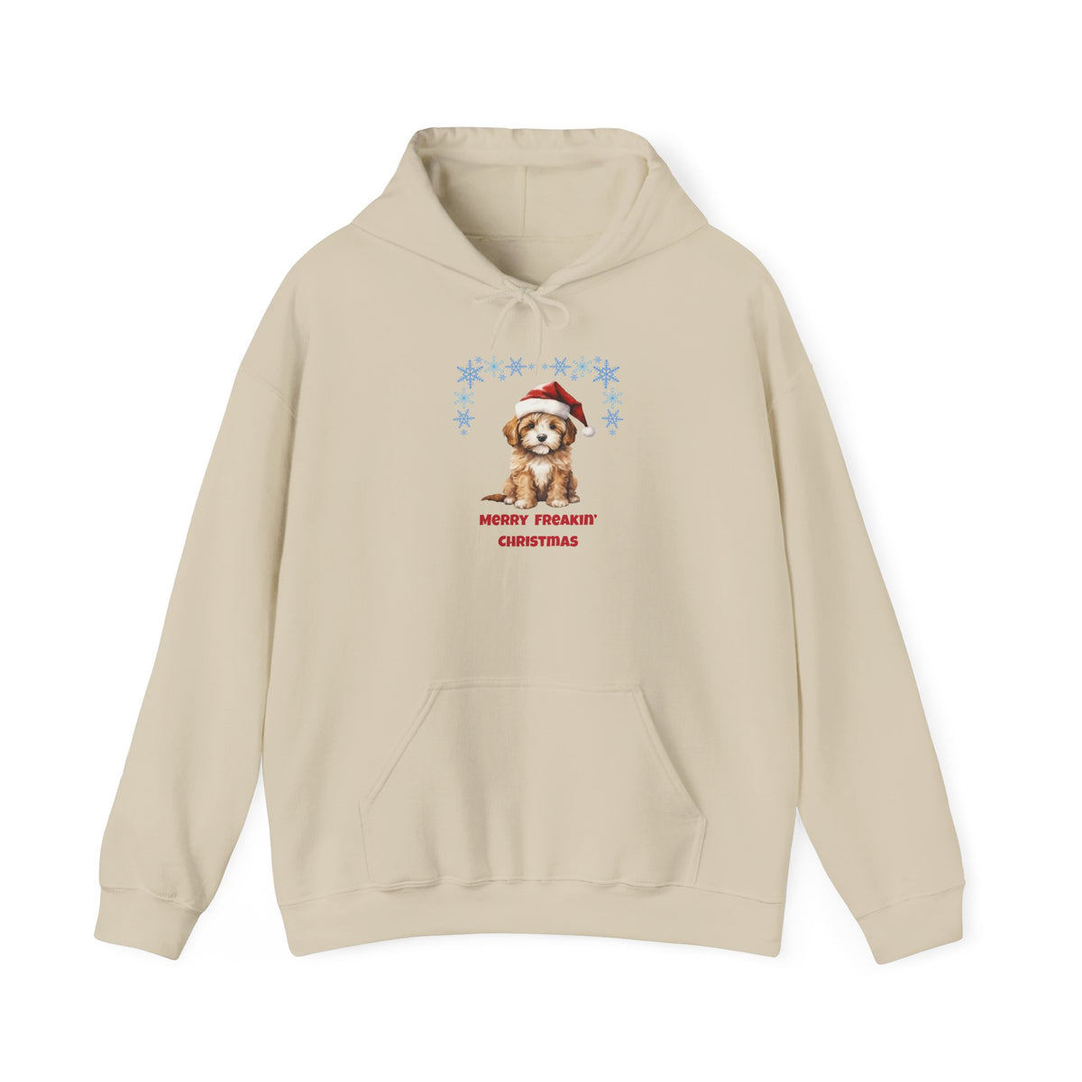 Merry Freakin' Christmas Snowflake Puppy Hoodie, Cute Dog Christmas Sweatshirt