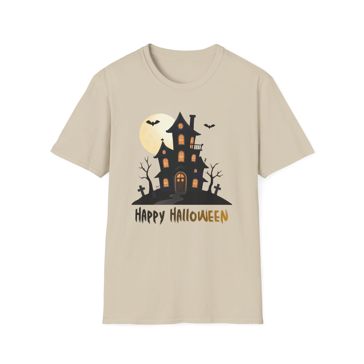 Happy Halloween Haunted House Light Colored Shirt, Spooky Full Moon Halloween