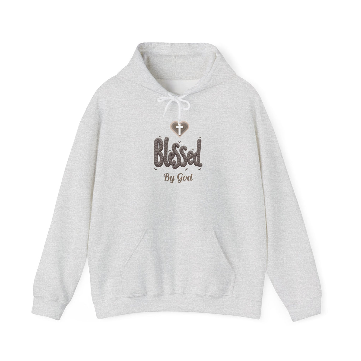 Blessed By God Light Colored Hoodie, Christian Heart Cross Sweatshirt