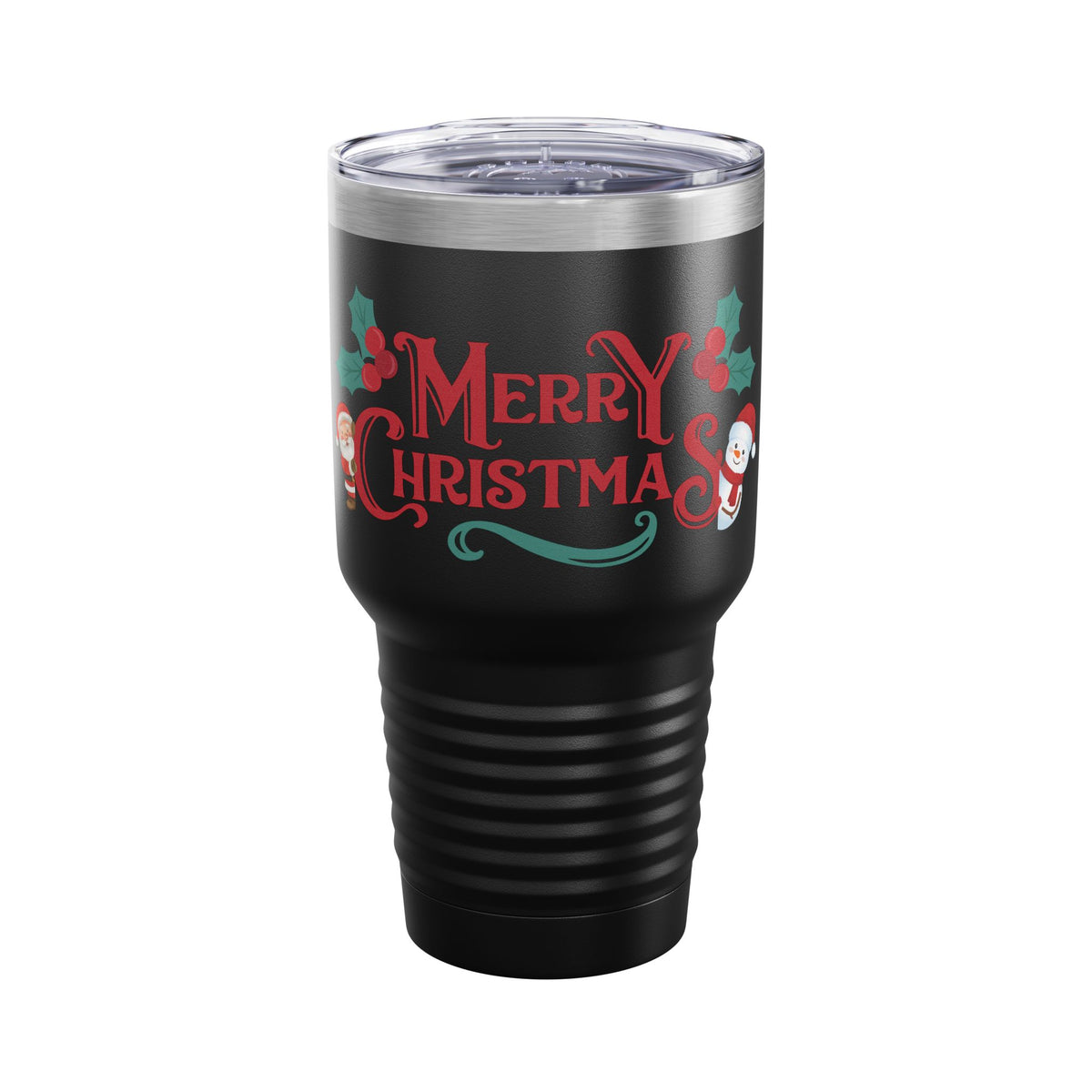 Merry Christmas Santa and Snowman 30oz Tumbler, Holiday Travel Cup