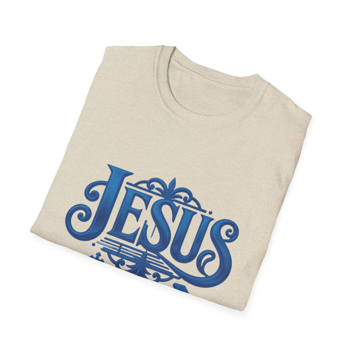 Jesus Blue Scroll Shirt, Christian Faith Tee