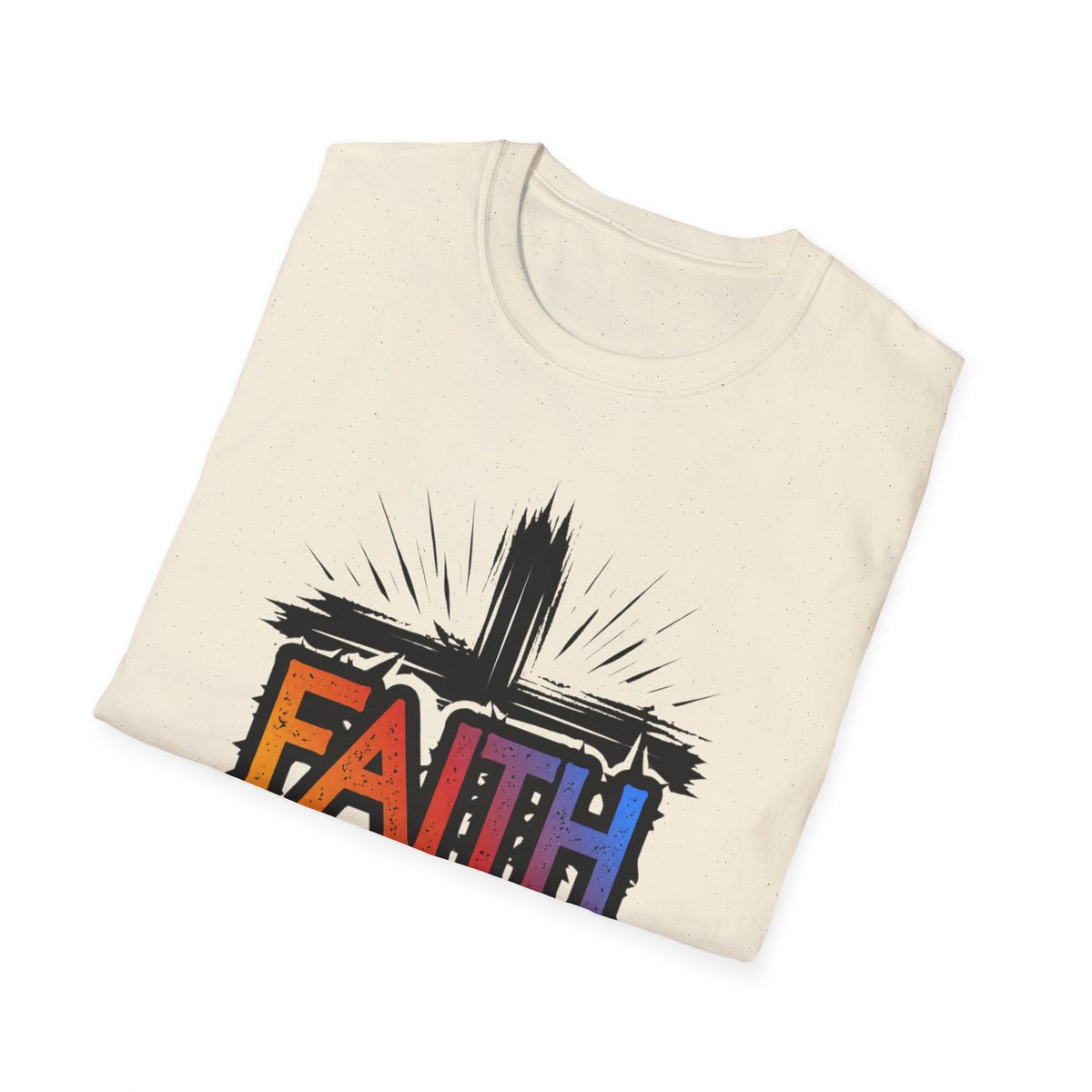 Faith Cross Shirt, Bold Colorful Christian Light Colored Tee