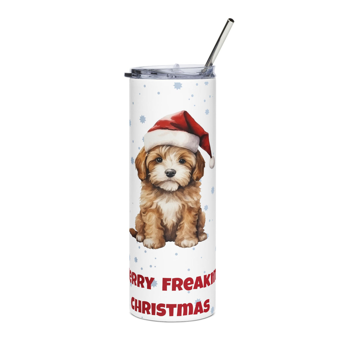Merry Freakin' Christmas Puppy 20oz Tumbler, Dog Lover Christmas Cup