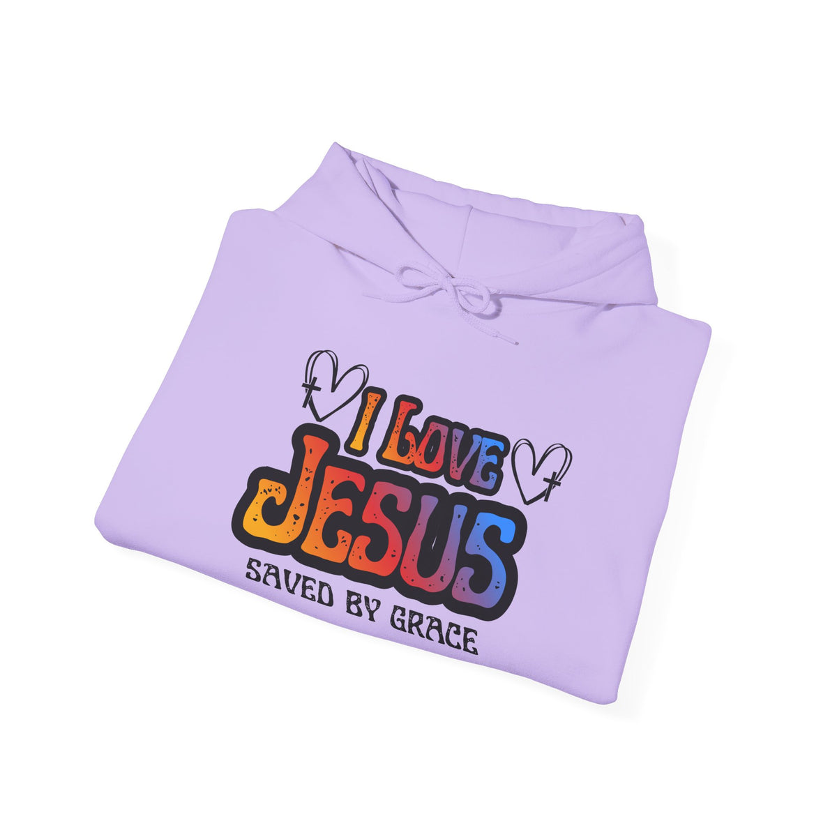 I Love Jesus Hoodie, Saved By Grace Colorful Christian Sweatshirt