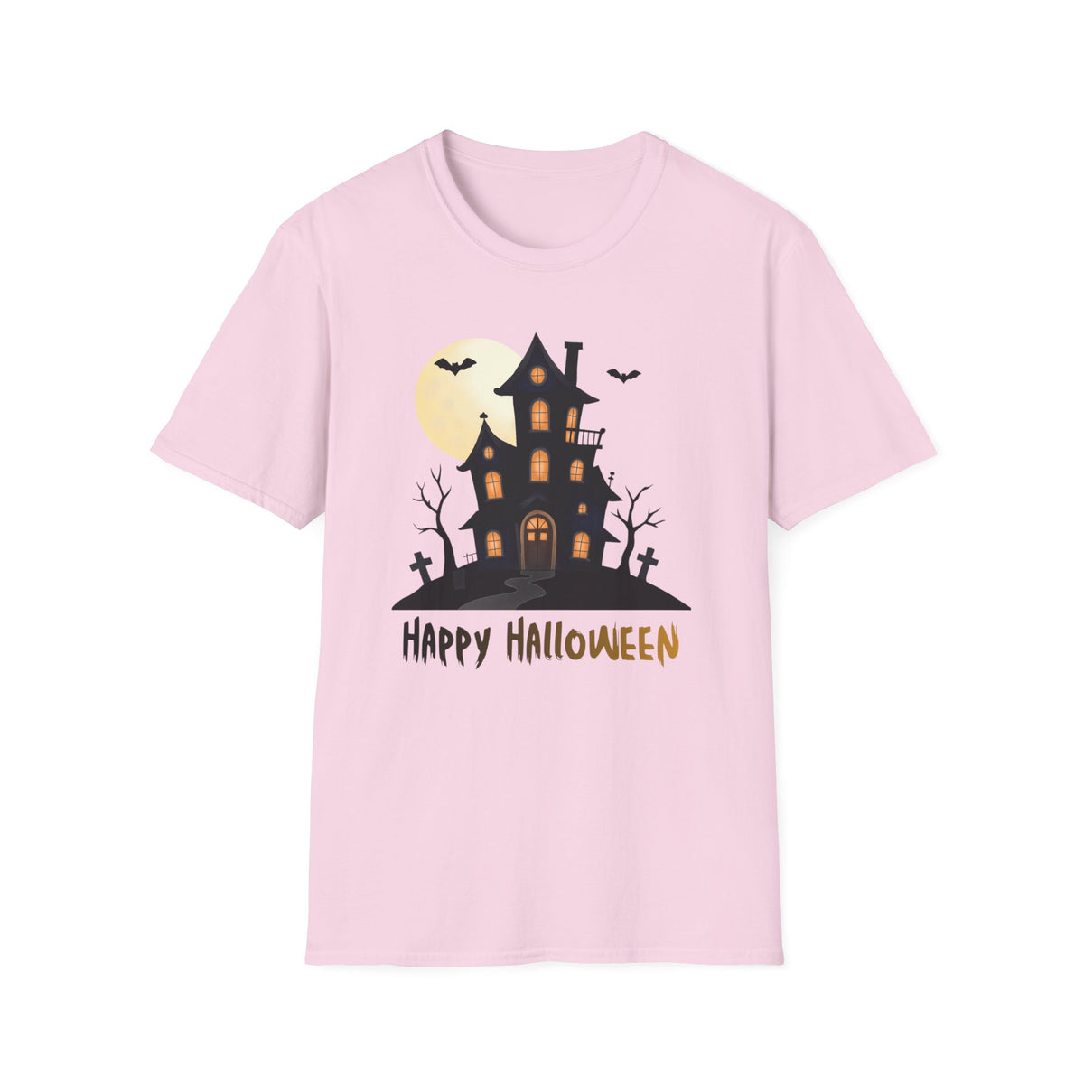 Happy Halloween Haunted House Light Colored Shirt, Spooky Full Moon Halloween