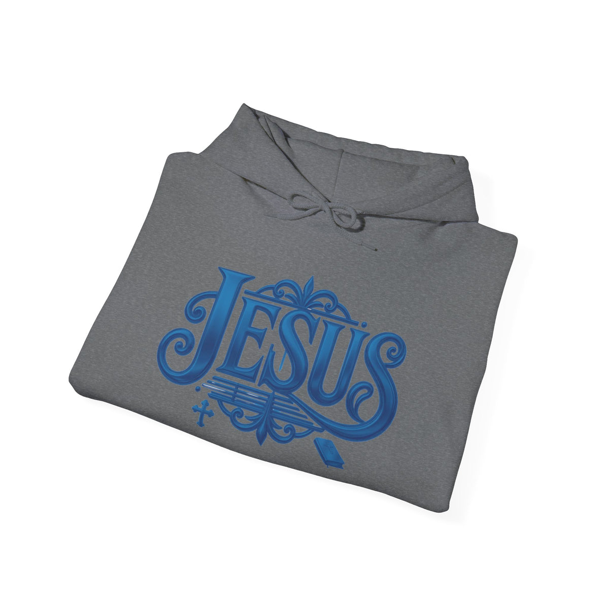 Jesus Blue Scroll Hoodie, Christian Faith Sweatshirt