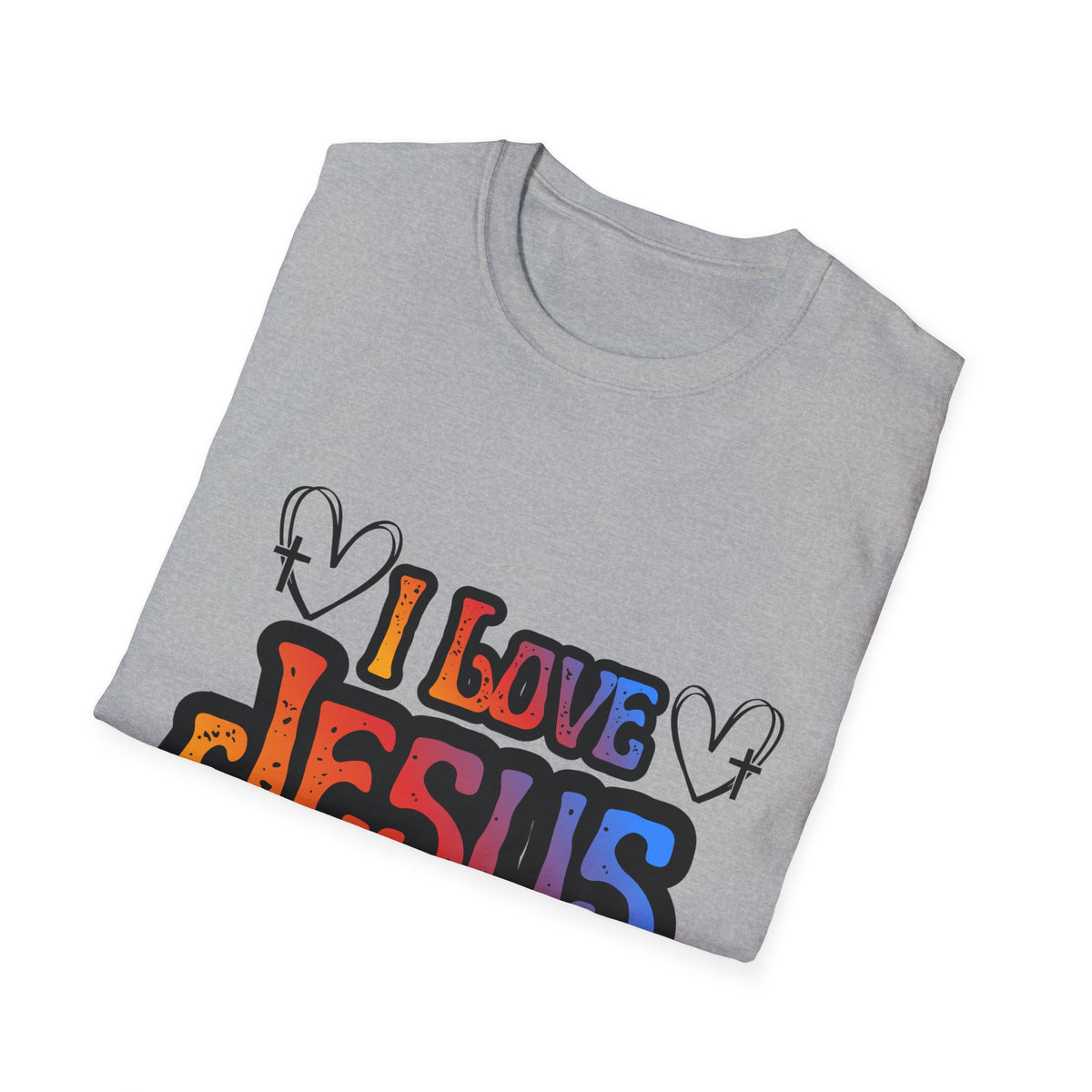 I Love Jesus Shirt, Saved By Grace Colorful Christian Tee