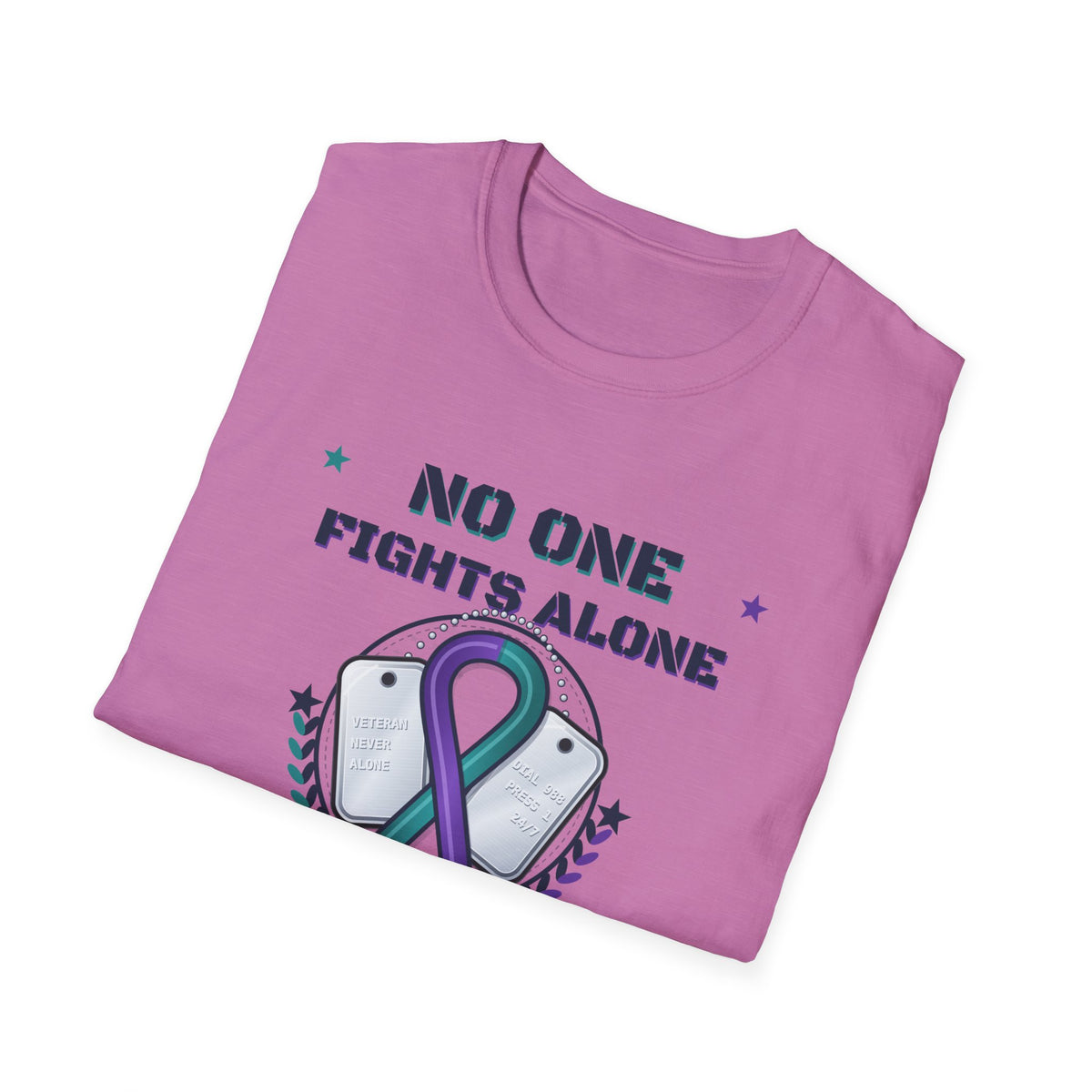 No One Fights Alone Light Colored Shirt, Check On Your Battle Buddy Veteran Tee, Suicide Prevention Awareness