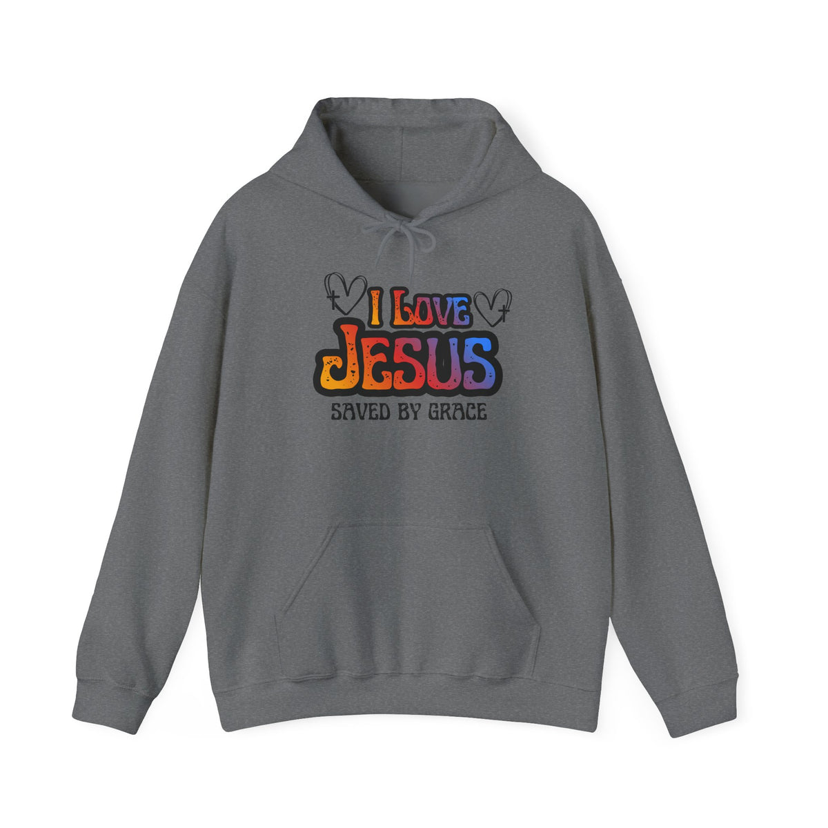 I Love Jesus Hoodie, Saved By Grace Colorful Christian Sweatshirt
