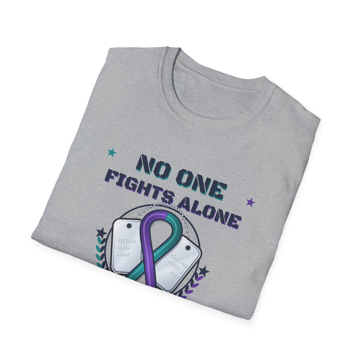 No One Fights Alone Light Colored Shirt, Check On Your Battle Buddy Veteran Tee, Suicide Prevention Awareness