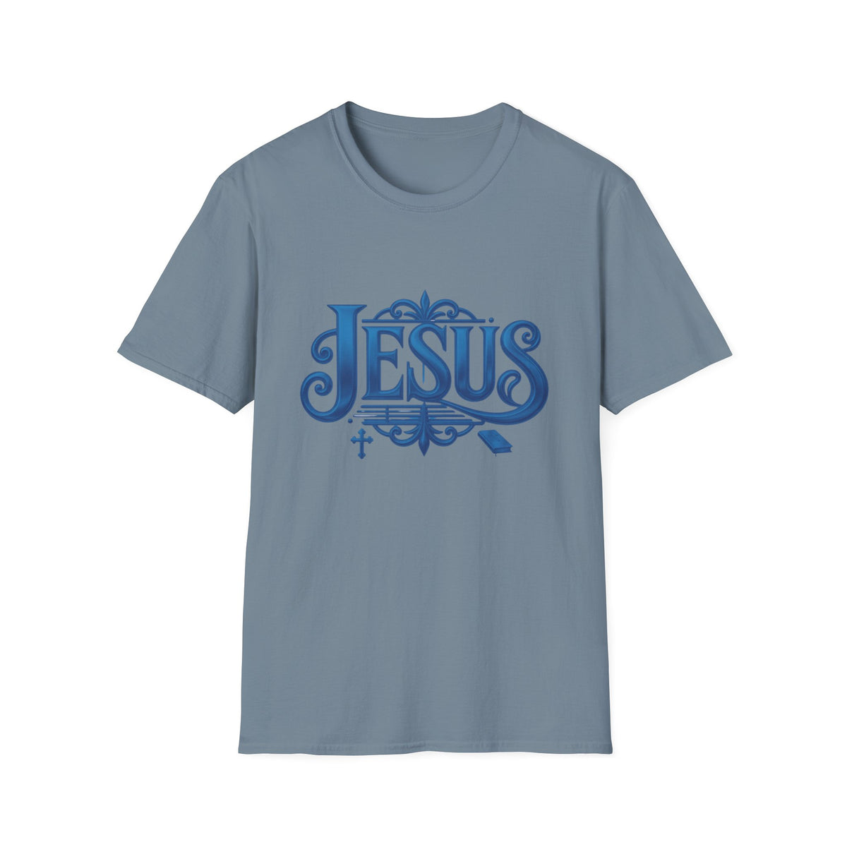 Jesus Blue Scroll Shirt, Christian Faith Tee