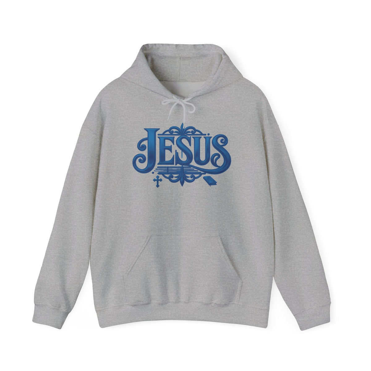 Jesus Blue Scroll Hoodie, Christian Faith Sweatshirt