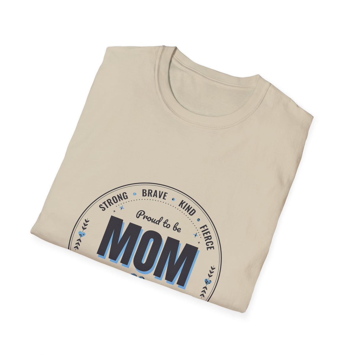 Proud to Be MOM Blue Leopard Light Colored Shirt, Mom Badge Tee