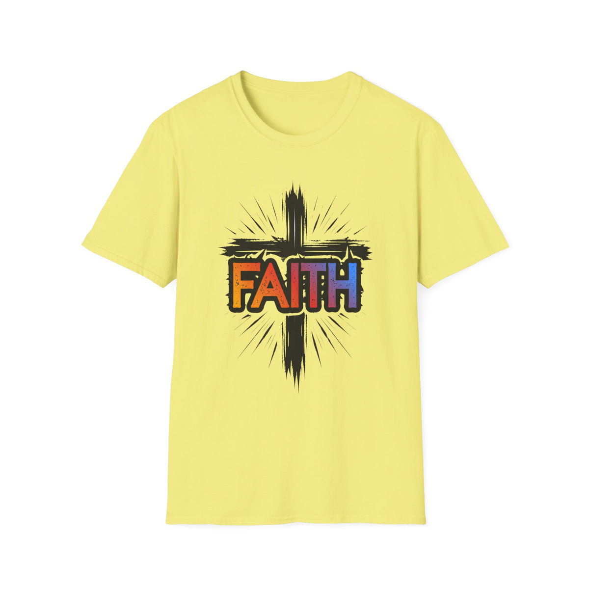 Faith Cross Shirt, Bold Colorful Christian Light Colored Tee