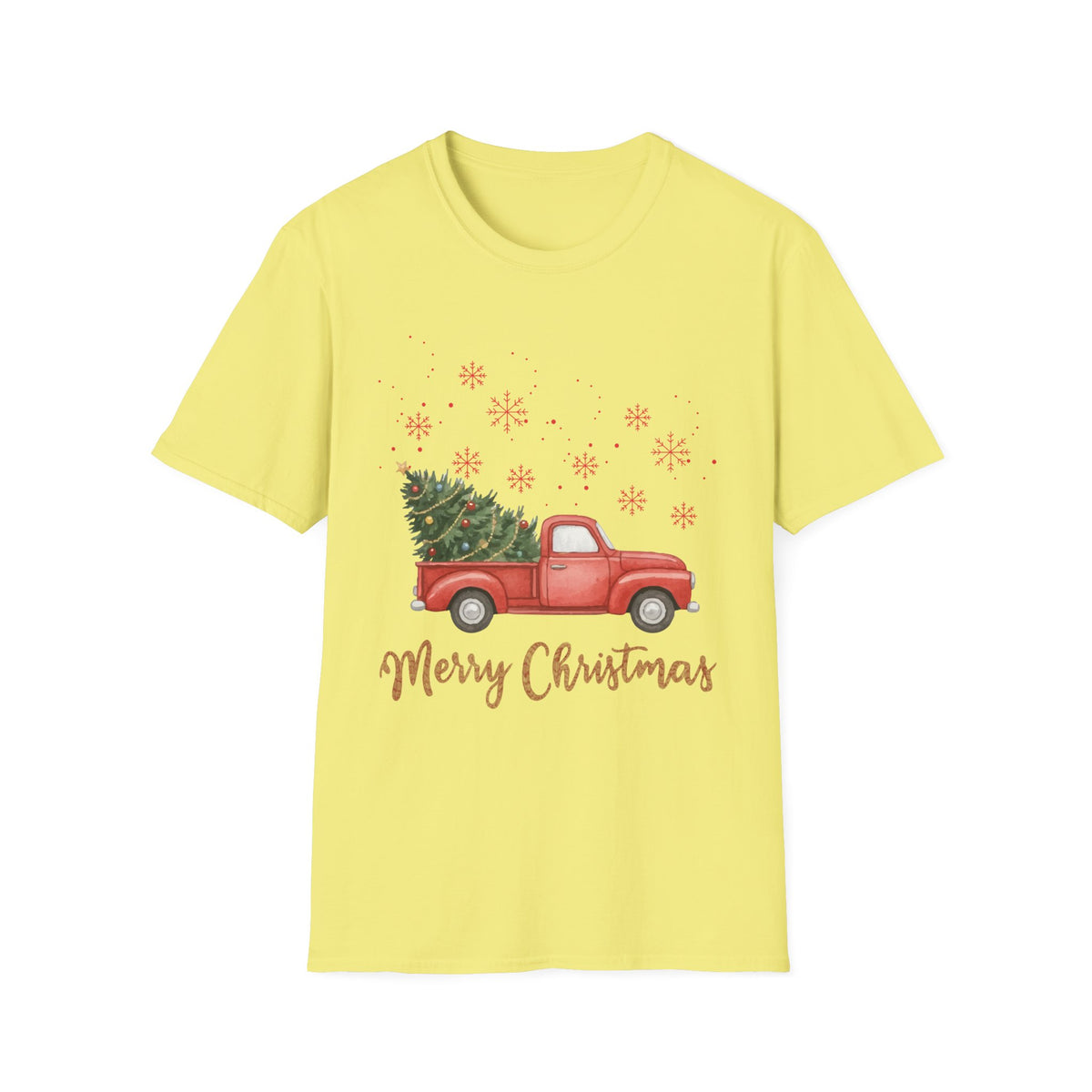 Merry Christmas Red Truck Shirt, Vintage Christmas Tree Truck Tee •