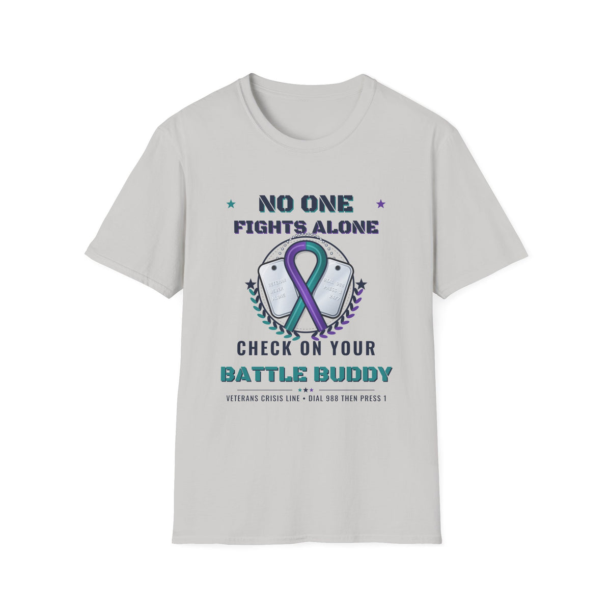 No One Fights Alone Light Colored Shirt, Check On Your Battle Buddy Veteran Tee, Suicide Prevention Awareness