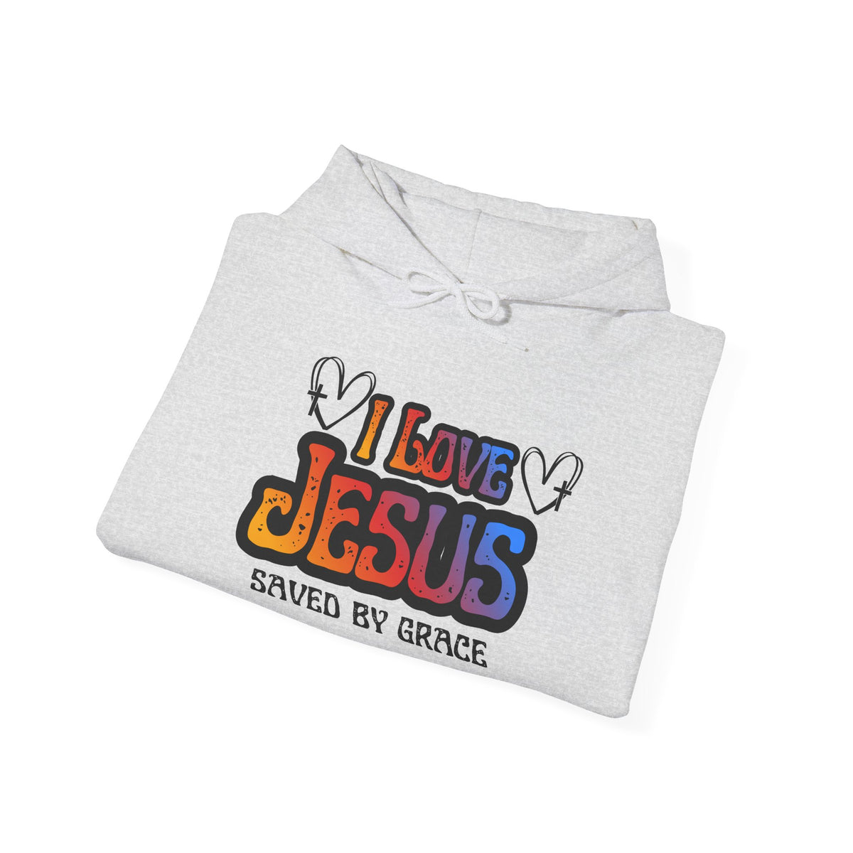 I Love Jesus Hoodie, Saved By Grace Colorful Christian Sweatshirt
